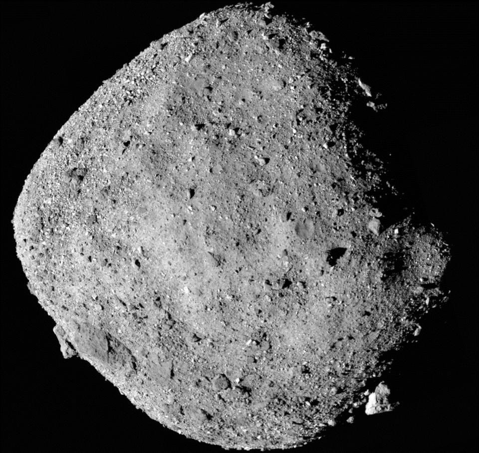 A mosaic image of the asteroid Bennu based on PolyCam images taken on Dec. 2, 2018, the instrument's best view of the asteroid until February. <cite>NASA/Goddard/University of Arizona</cite>